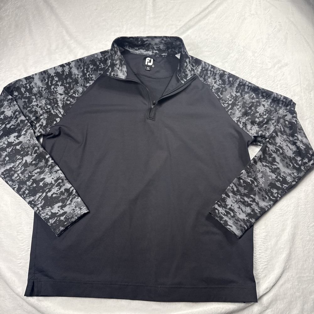 Footjoy Black Camo Block Midlayer 1/4 Zip Jacket FJ Golfing Pullover Men Large